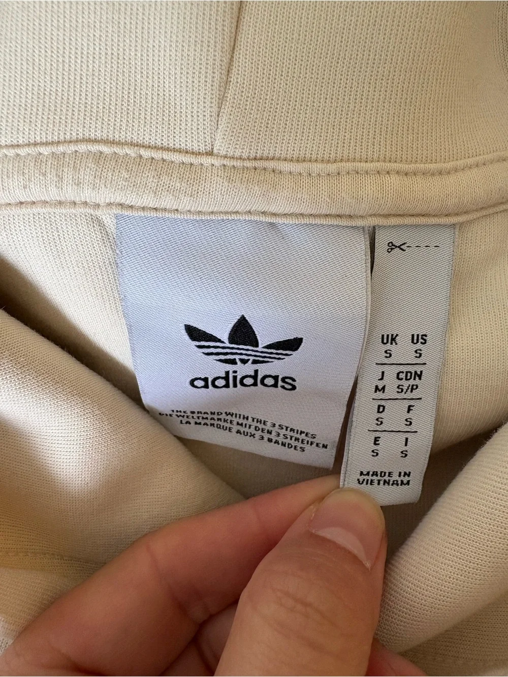 Adidas Originals Neuclassics Off-White Hoodie with Black Three-Stripes